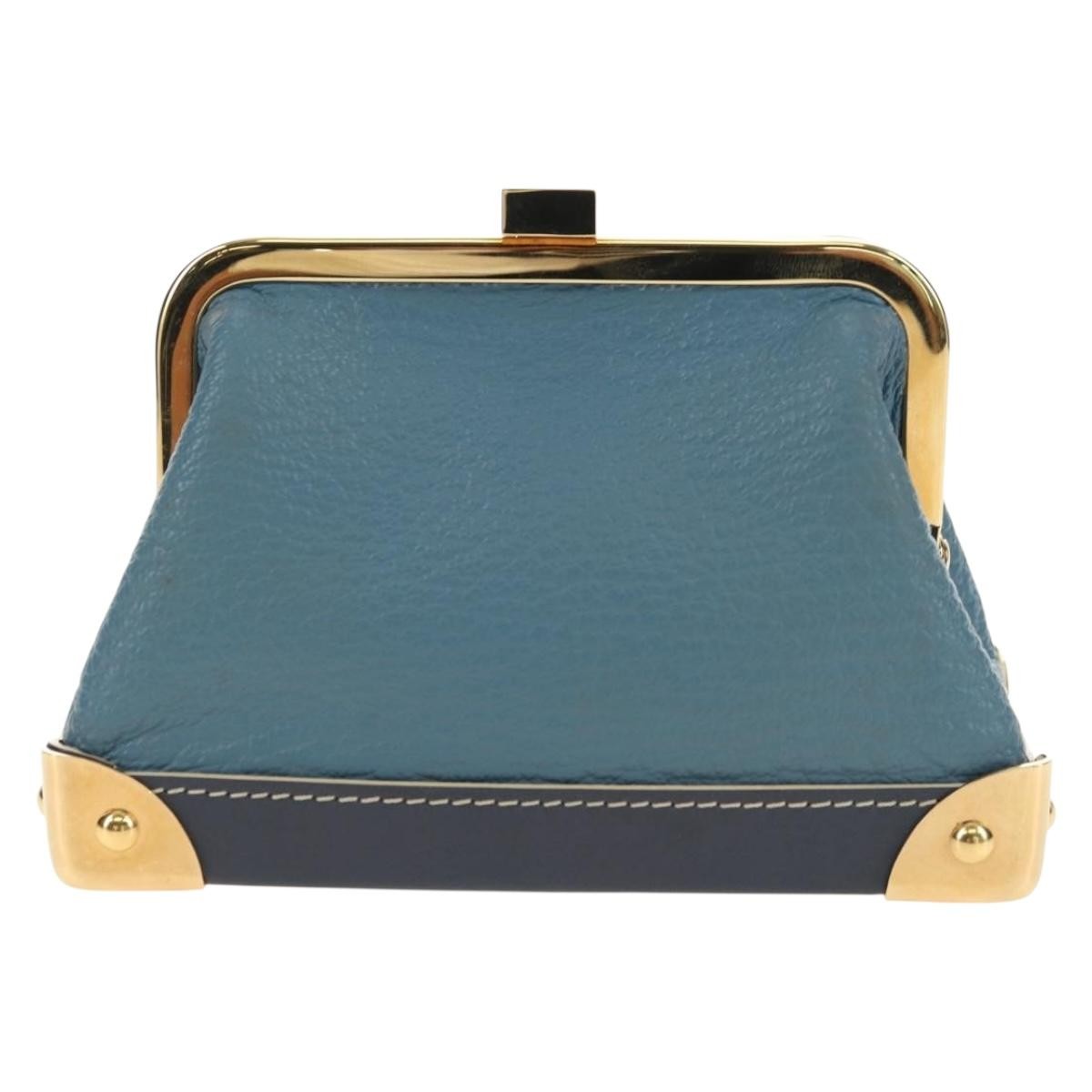Louis Vuitton Porte-Monnaie Coin Purse Leather Blue Leather Card Holders Accessory (Pre-Owned)