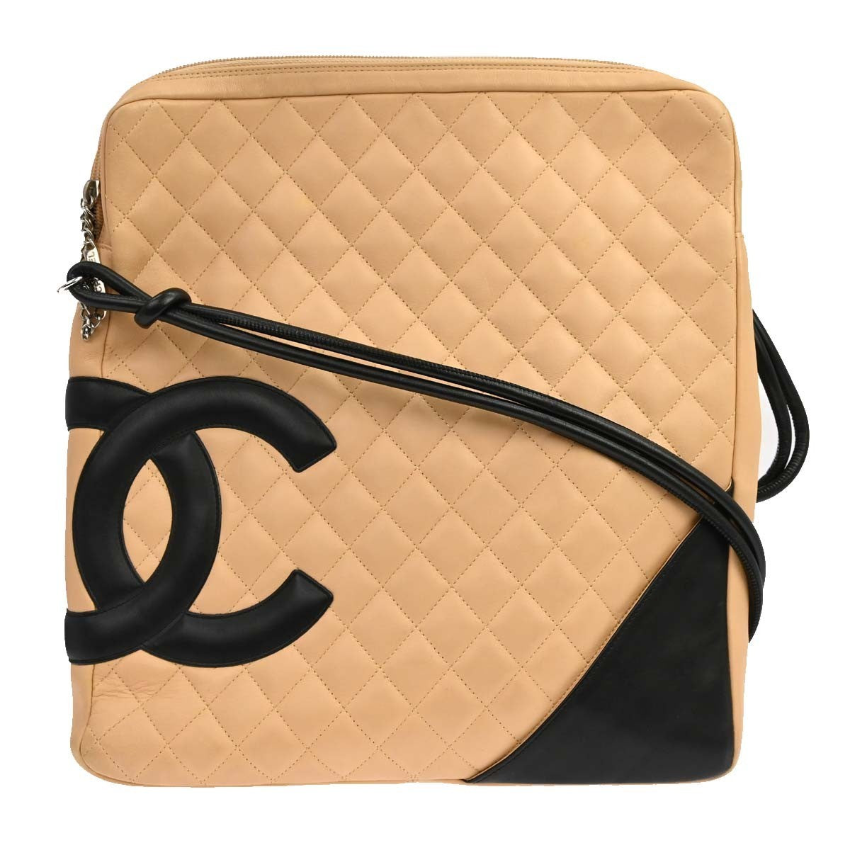 Chanel Cambon Crossbody Bag Calfskin Leather Beige Leather Shoulder Bag Bag (Pre-Owned)