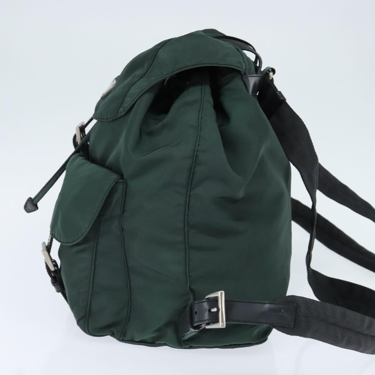 Prada Vela Double Front Pocket Tessuto With Saffiano Leather Khaki Nylon Backpack Bag (Pre-Owned)