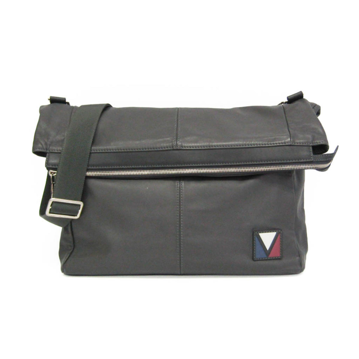Louis Vuitton V Line Move Gaston Leather Gray Leather Handbag (Pre-Owned)