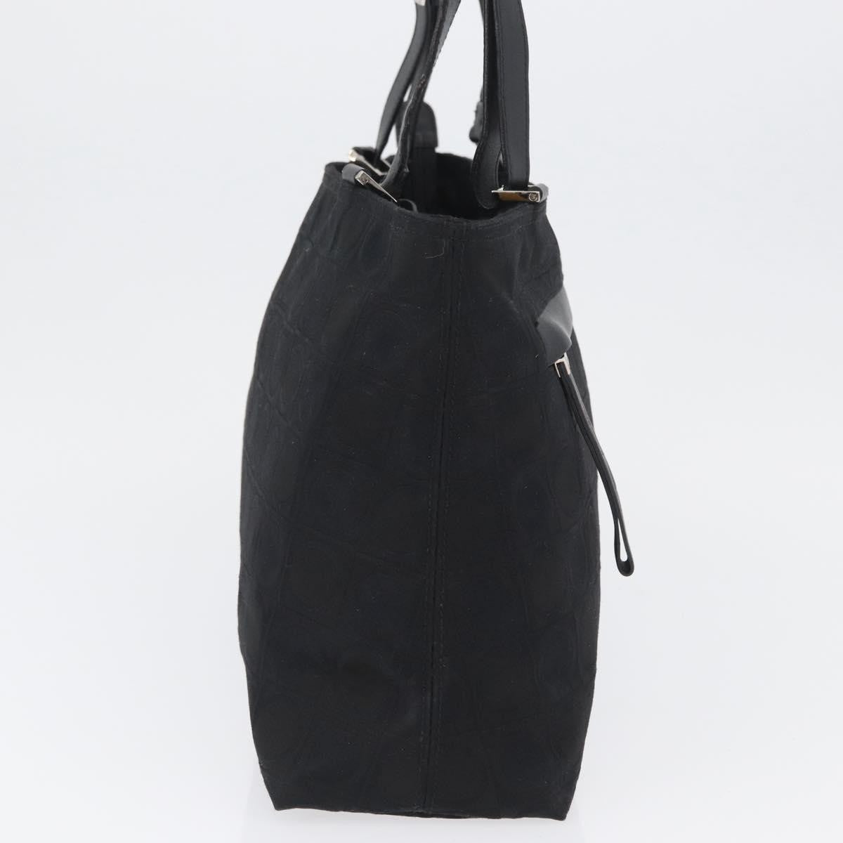 Salvatore Ferragamo Gancini Tote Gancini Canvas Black Canvas Tote Bag Bag (Pre-Owned)