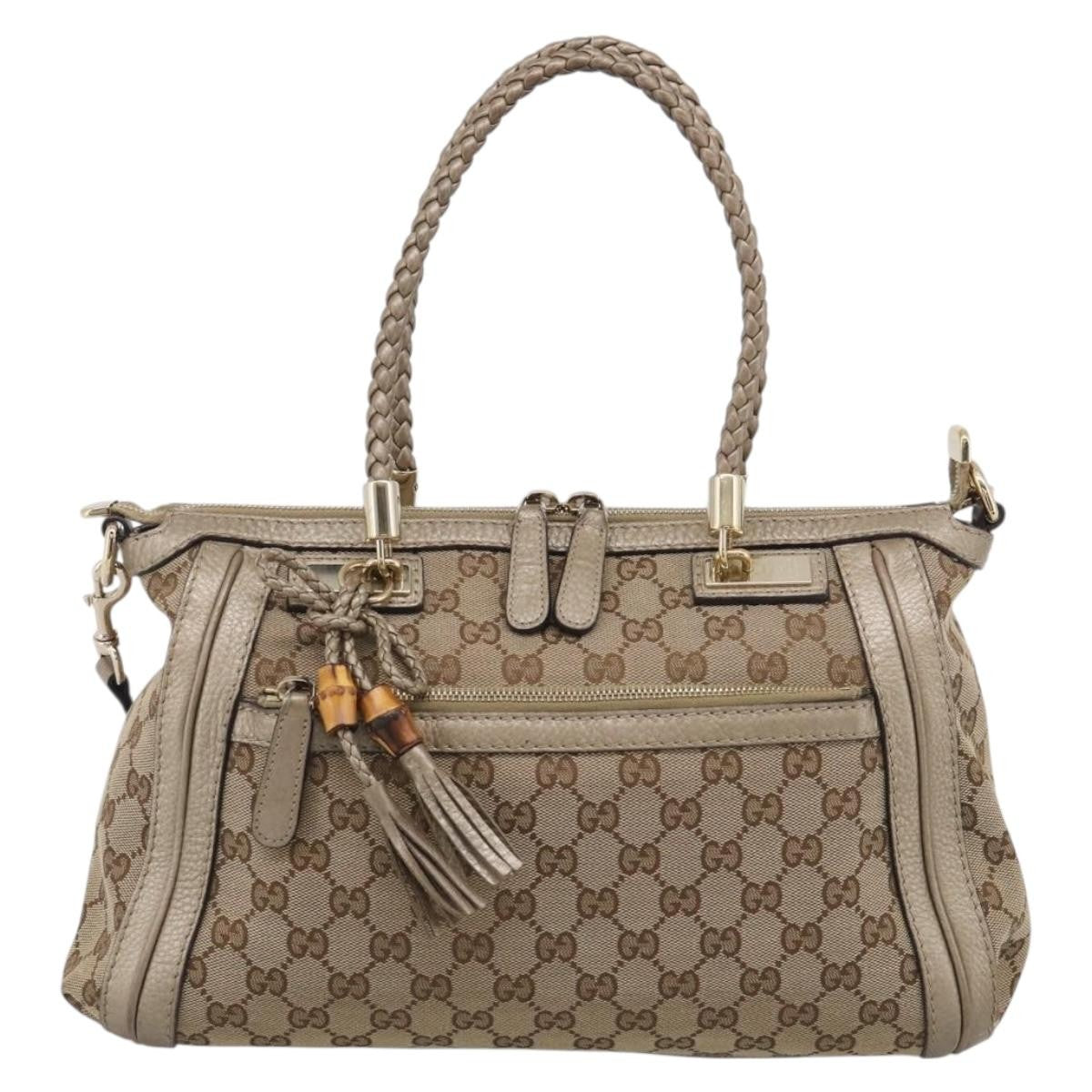 Gucci Bella Convertible Top Handle Gg Canvas Beige Canvas Handbag (Pre-Owned)
