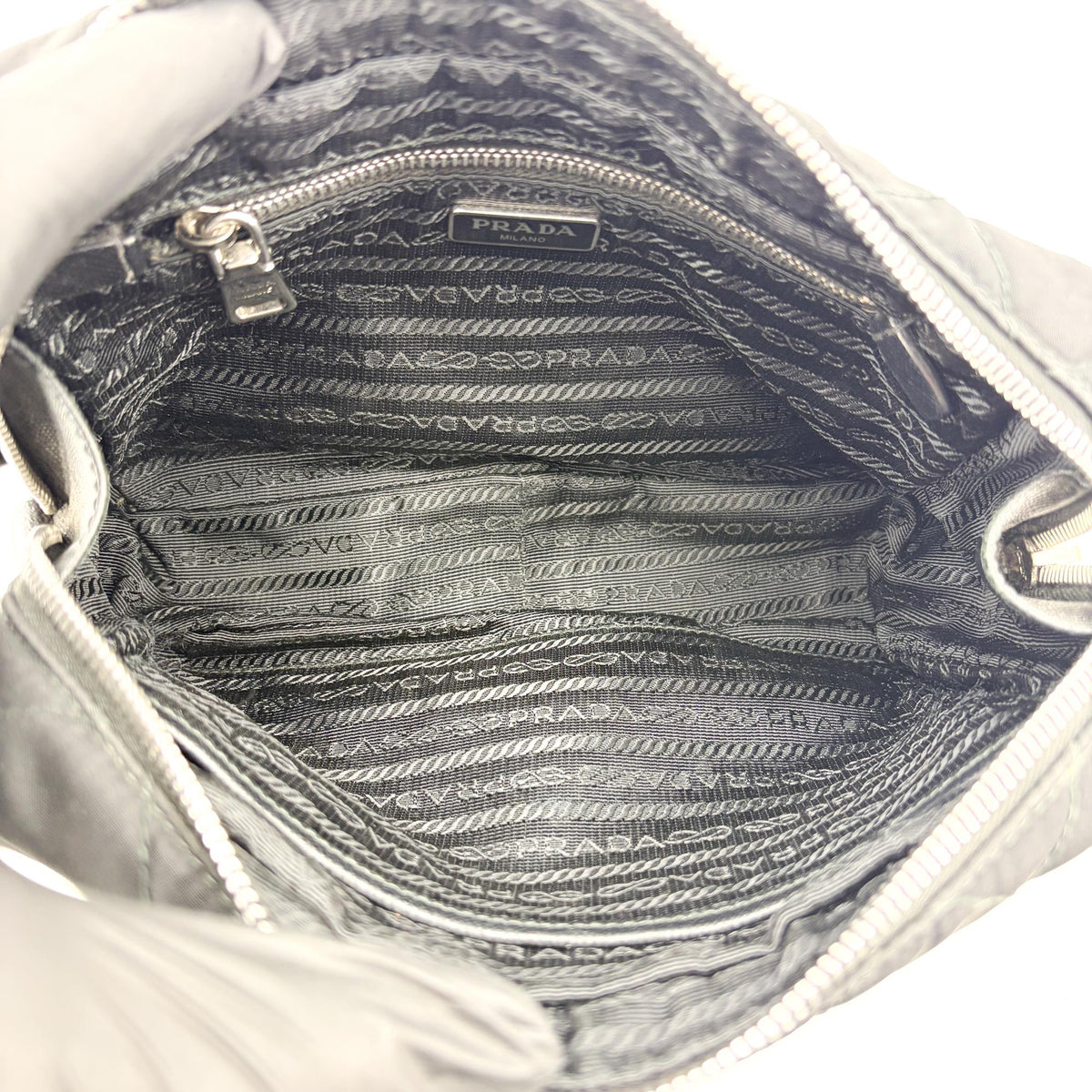 Prada Convertible Quilted Tessuto Black Nylon Shoulder Bag Bag (Pre-Owned)