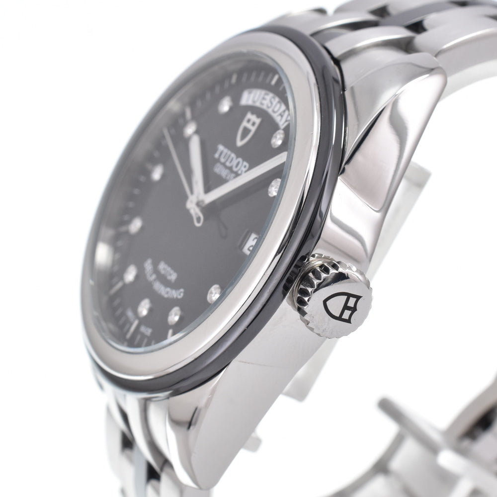 Tudor Glamour Day Date Automatic Stainless Steel With Diamonds Watch (Pre-Owned)