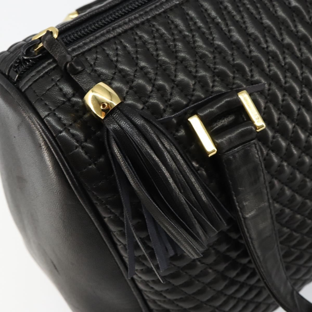 Bally Vintage Quilted Leather Black Leather Handbag (Pre-Owned)