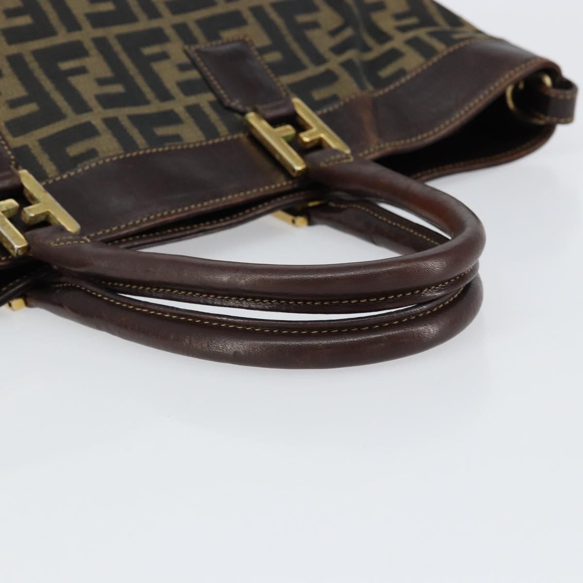 Fendi Vintage Zip Tote Zucca Canvas Brown Canvas Tote Bag Bag (Pre-Owned)