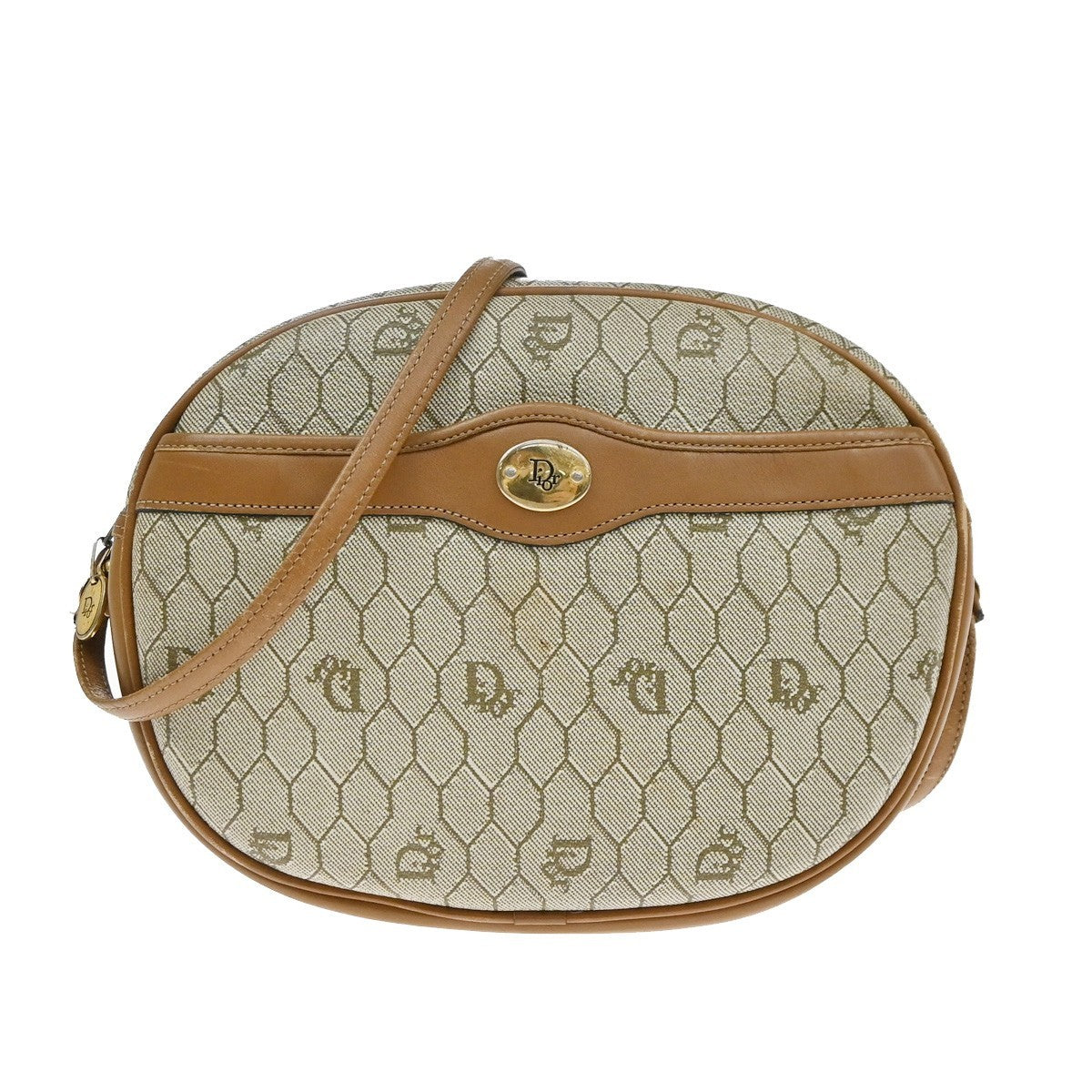 Christian Dior Vintage Honeycomb Canvas Beige Canvas Shoulder Bag Bag (Pre-Owned)