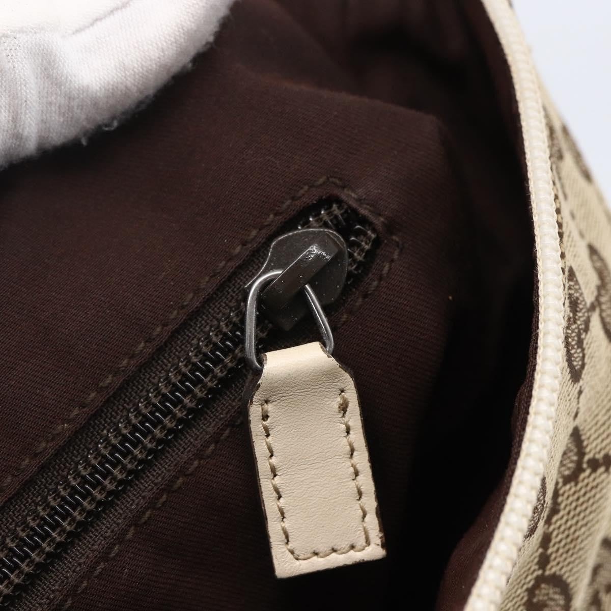 Gucci Zip Messenger Gg Canvas With Perforated Leather Beige Canvas Shoulder Bag Bag (Pre-Owned)