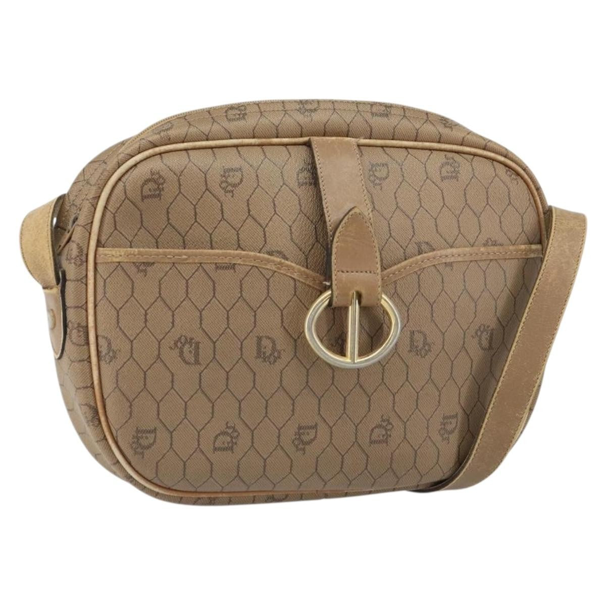 Christian Dior Vintage Honeycomb Canvas And Leather Beige Canvas Shoulder Bag Bag (Pre-Owned)