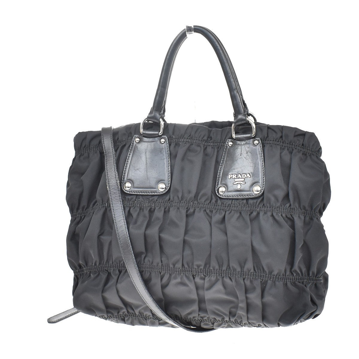 Prada Gaufre Shopping Tessuto Black Nylon Tote Bag Bag (Pre-Owned)