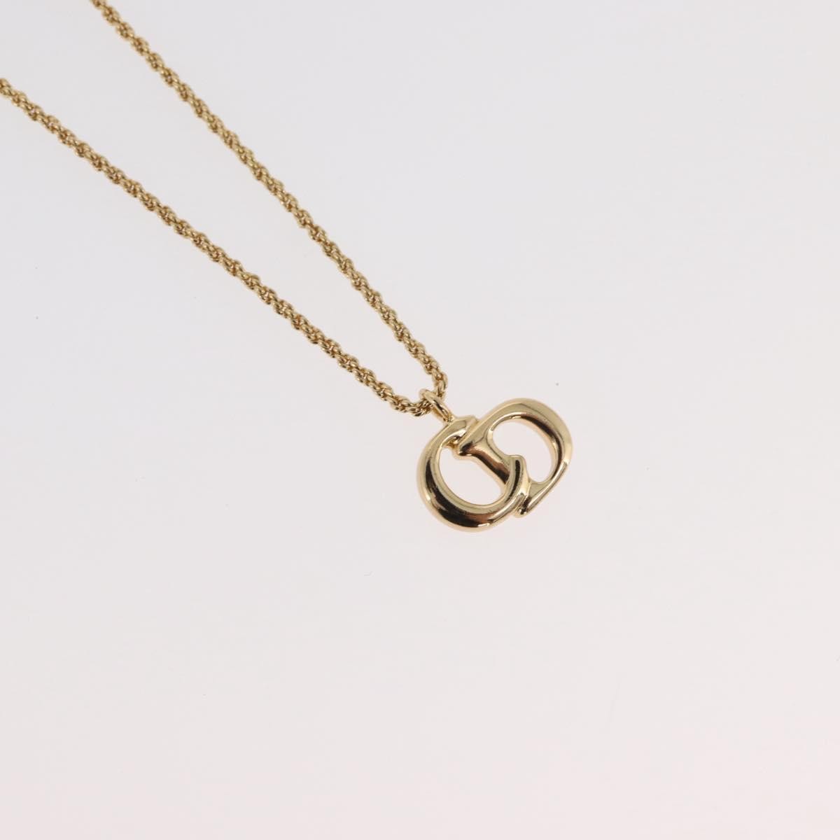Christian Dior Logo Pendant Metal Gold Metal Necklace Jewelry (Pre-Owned)