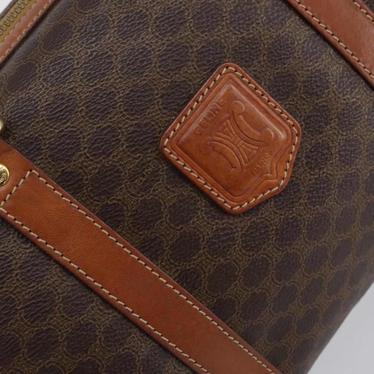 Celine Vintage Macadam Boston Canvas Brown Canvas Handbag (Pre-Owned)