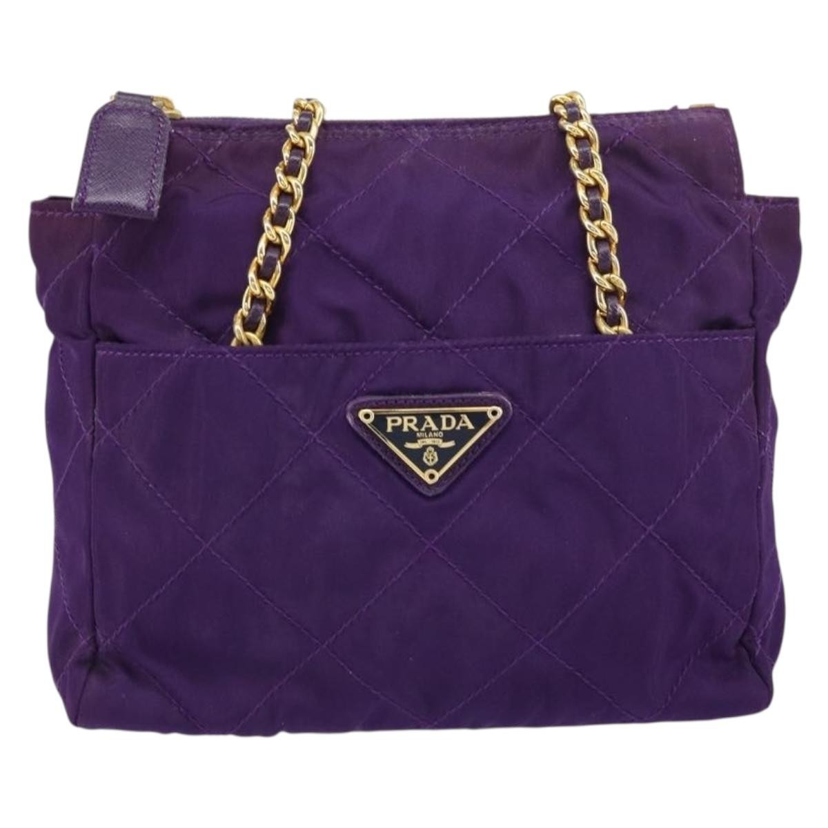 Prada Re-Edition 1995 Chain Quilted Re-Nylon Purple Nylon Tote Bag Bag (Pre-Owned)
