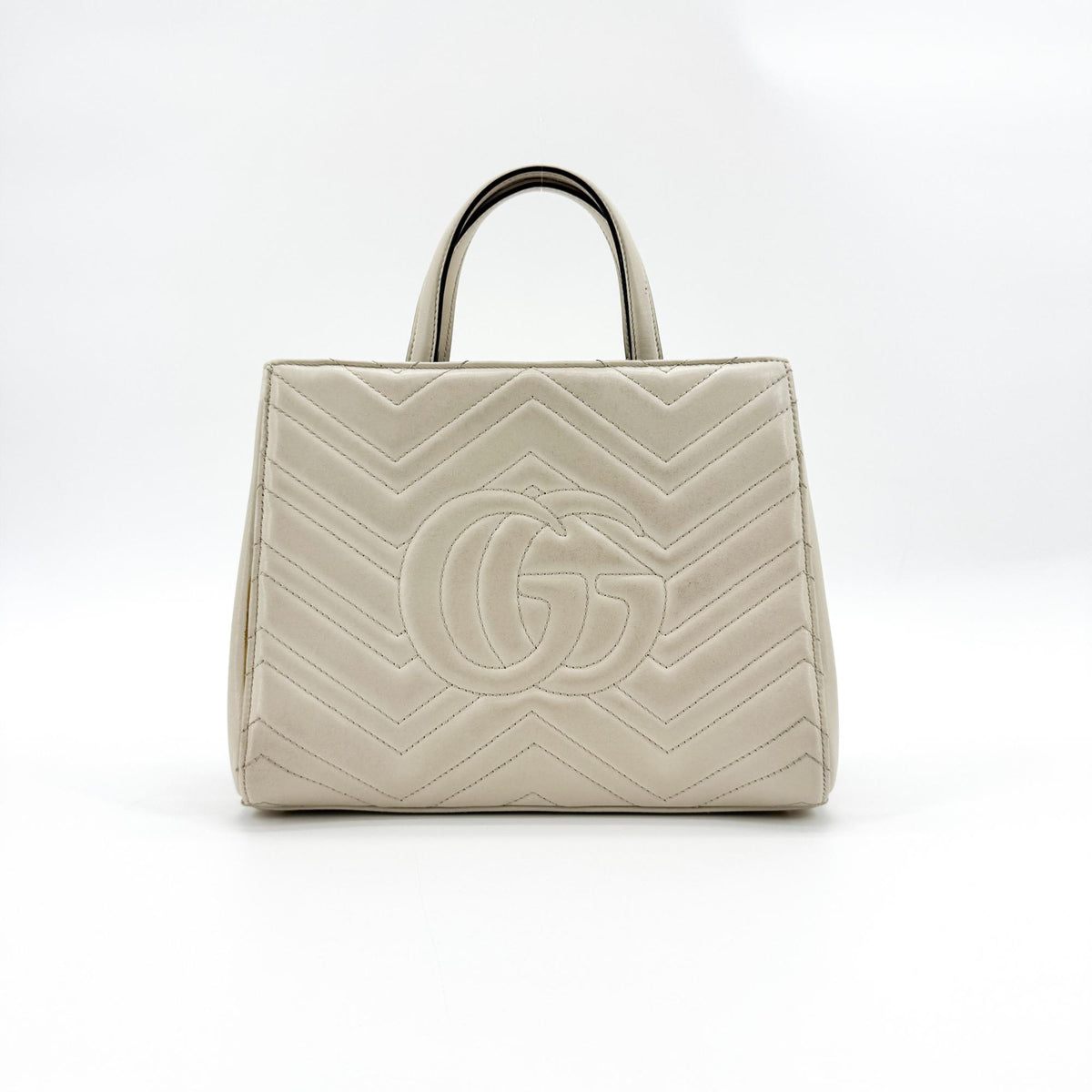 Gucci Gg Marmont Matelasse Leather Beige Calfskin Tote Bag Bag (Pre-Owned)