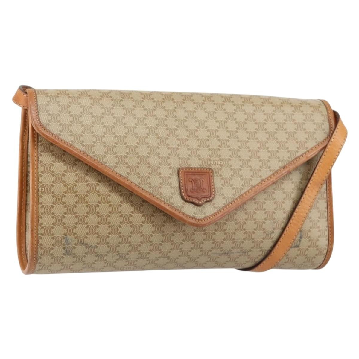 Celine Vintage Macadam Canvas And Leather Beige Canvas Shoulder Bag Bag (Pre-Owned)