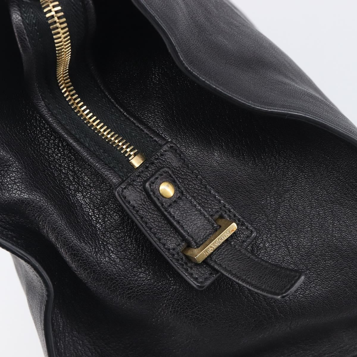 Saint Laurent Classic Y Cabas Leather Black Leather Tote Bag Bag (Pre-Owned)