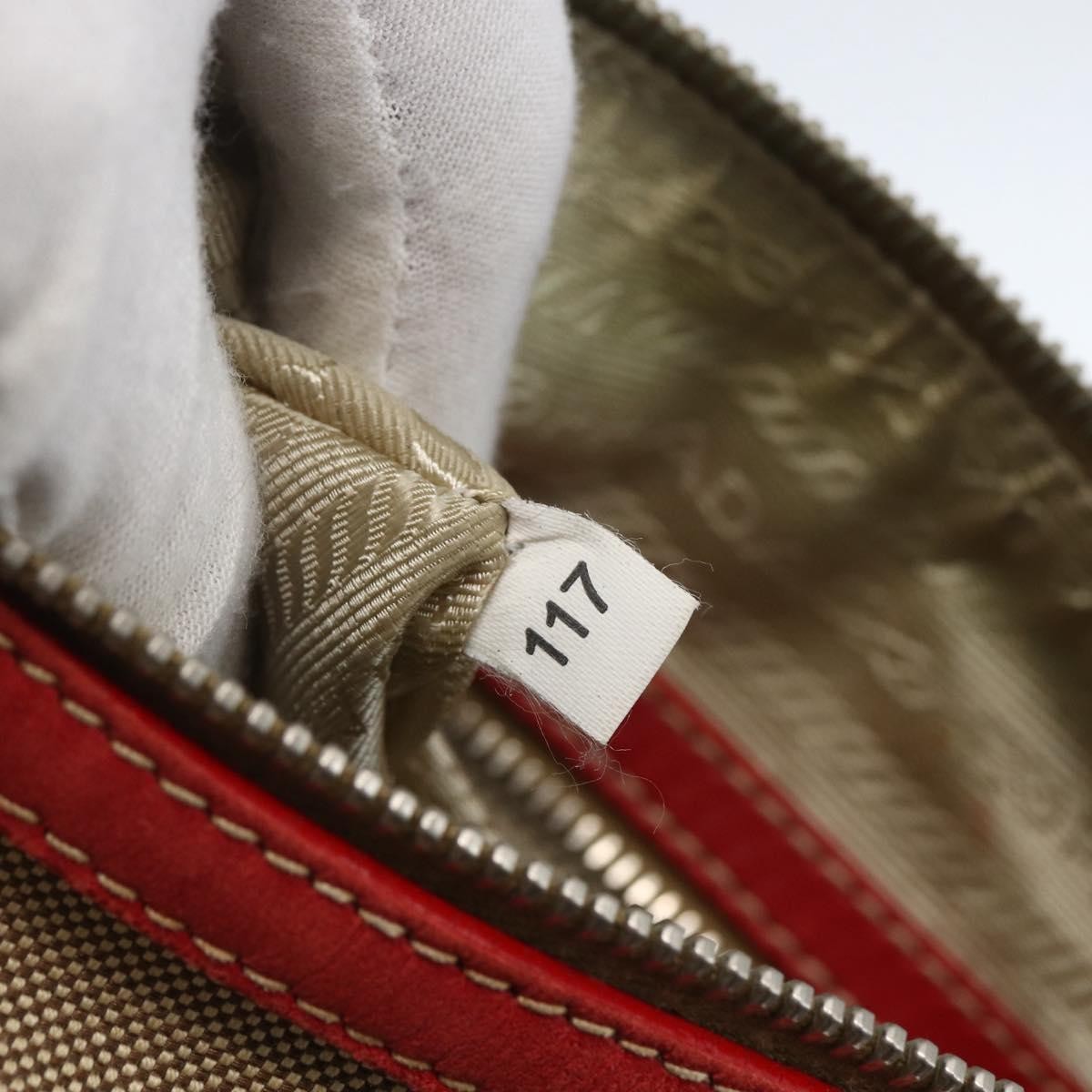 Prada Logo Zip Canvas Beige Canvas Shoulder Bag Bag (Pre-Owned)