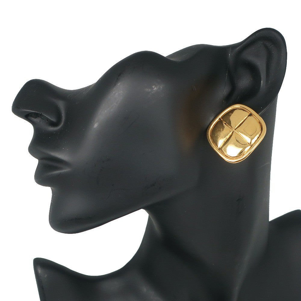 Chanel Cc Rhombus Clip-On Metal Gold Gold_Plated Earrings Jewelry (Pre-Owned)