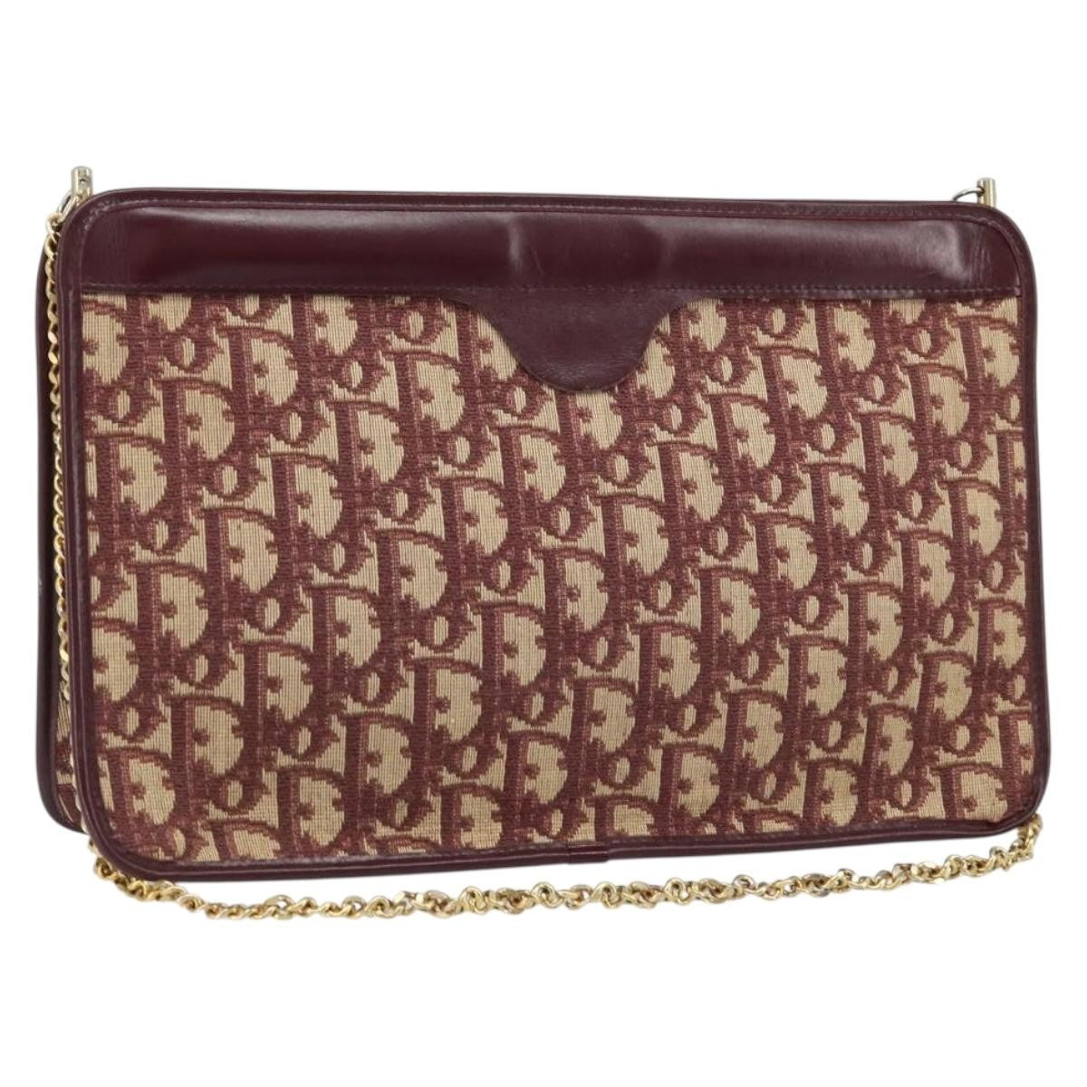 Christian Dior Vintage Trotteur Chain Canvas Red Canvas Shoulder Bag Bag (Pre-Owned)