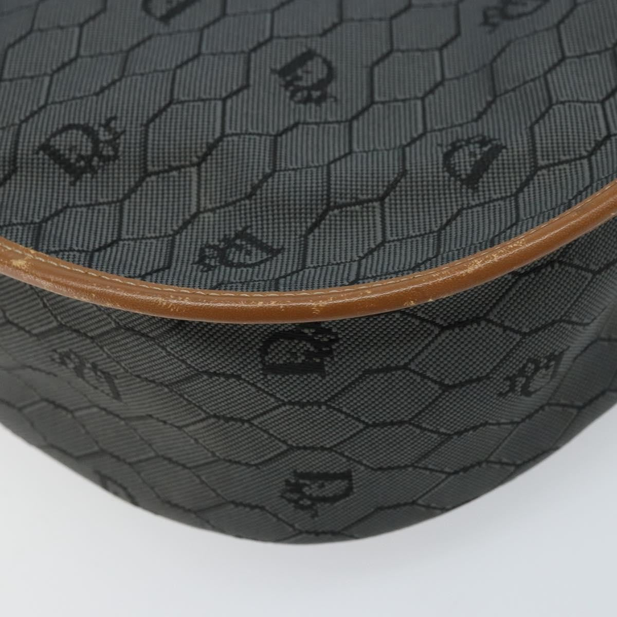 Christian Dior Vintage Honeycomb Flap Canvas And Leather Black Canvas Shoulder Bag Bag (Pre-Owned)