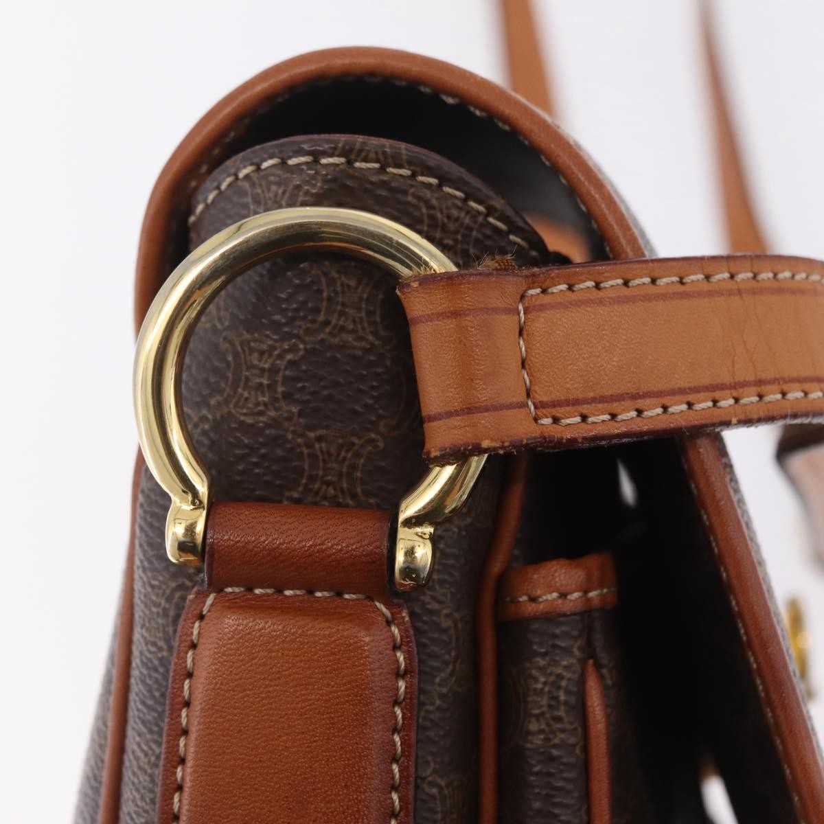 Celine Macadam Shoulder Canvas Brown Canvas Crossbody Bag Bag (Pre-Owned)