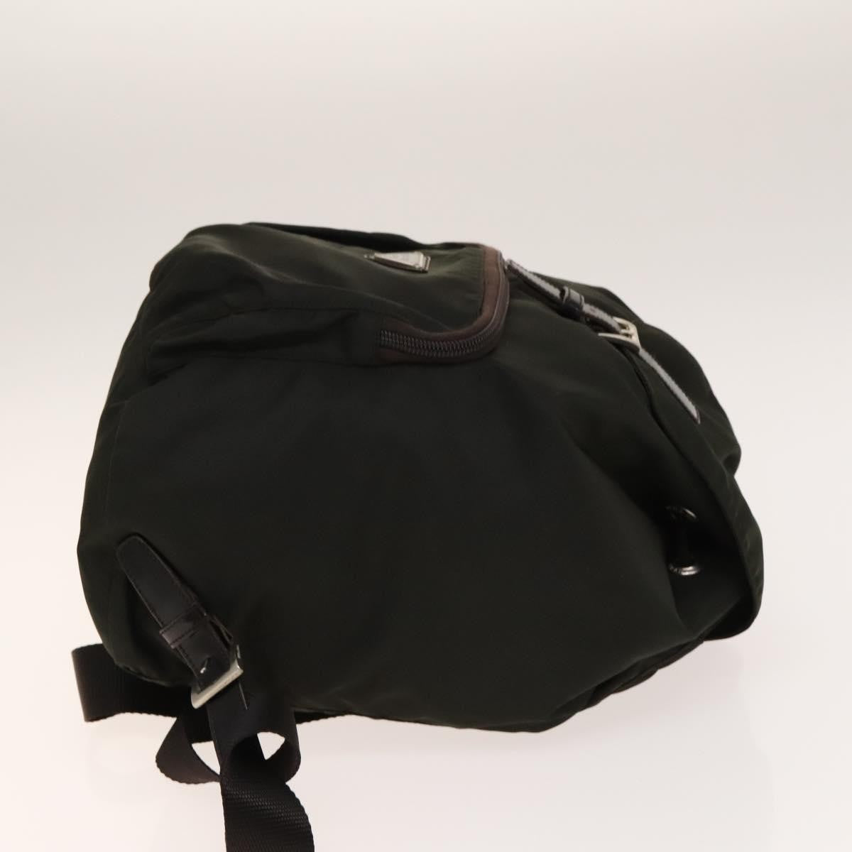 Prada Front Pocket Buckle Nylon Khaki Nylon Backpack Bag (Pre-Owned)
