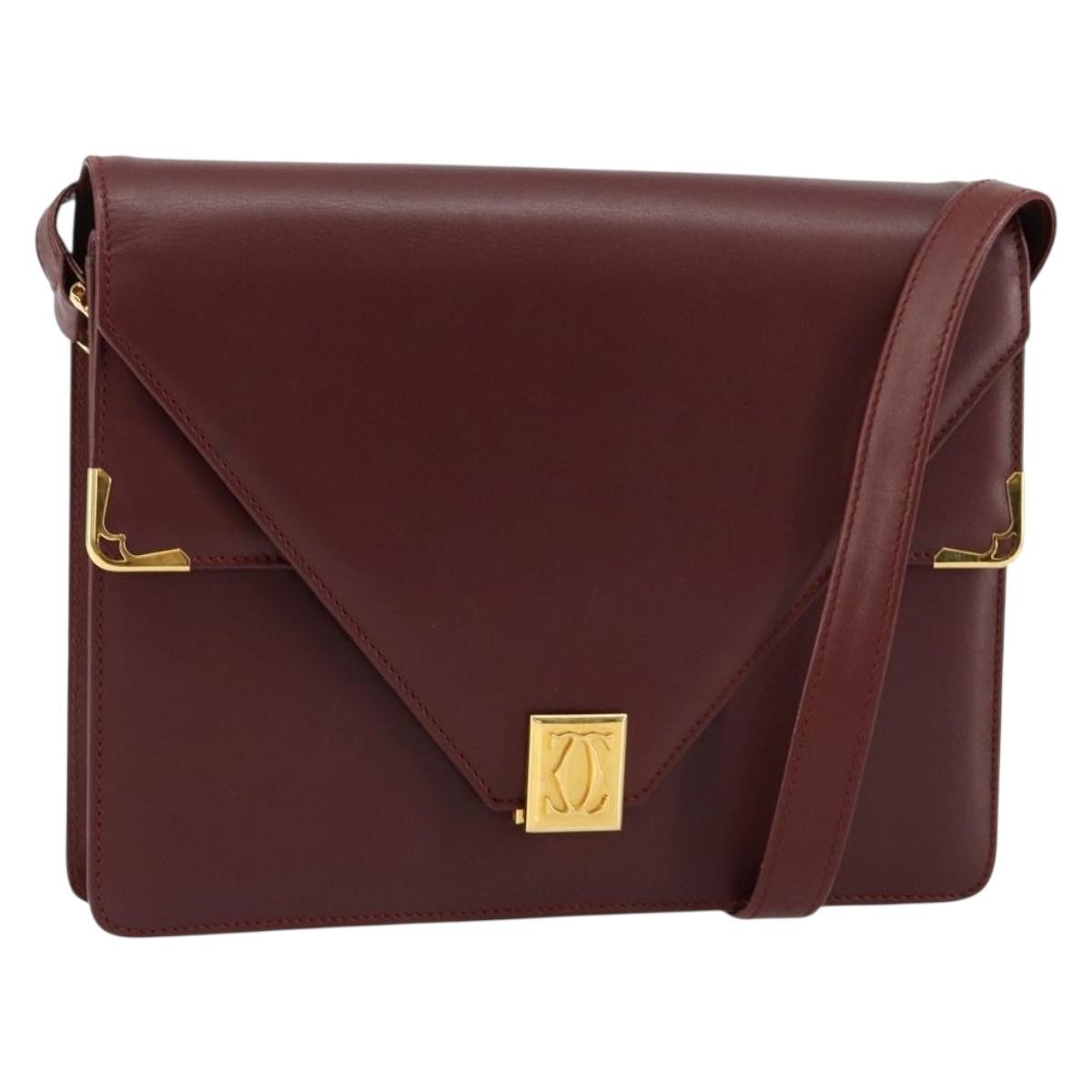 Cartier Must De Cartier Leather Burgundy Leather Shoulder Bag Bag (Pre-Owned)