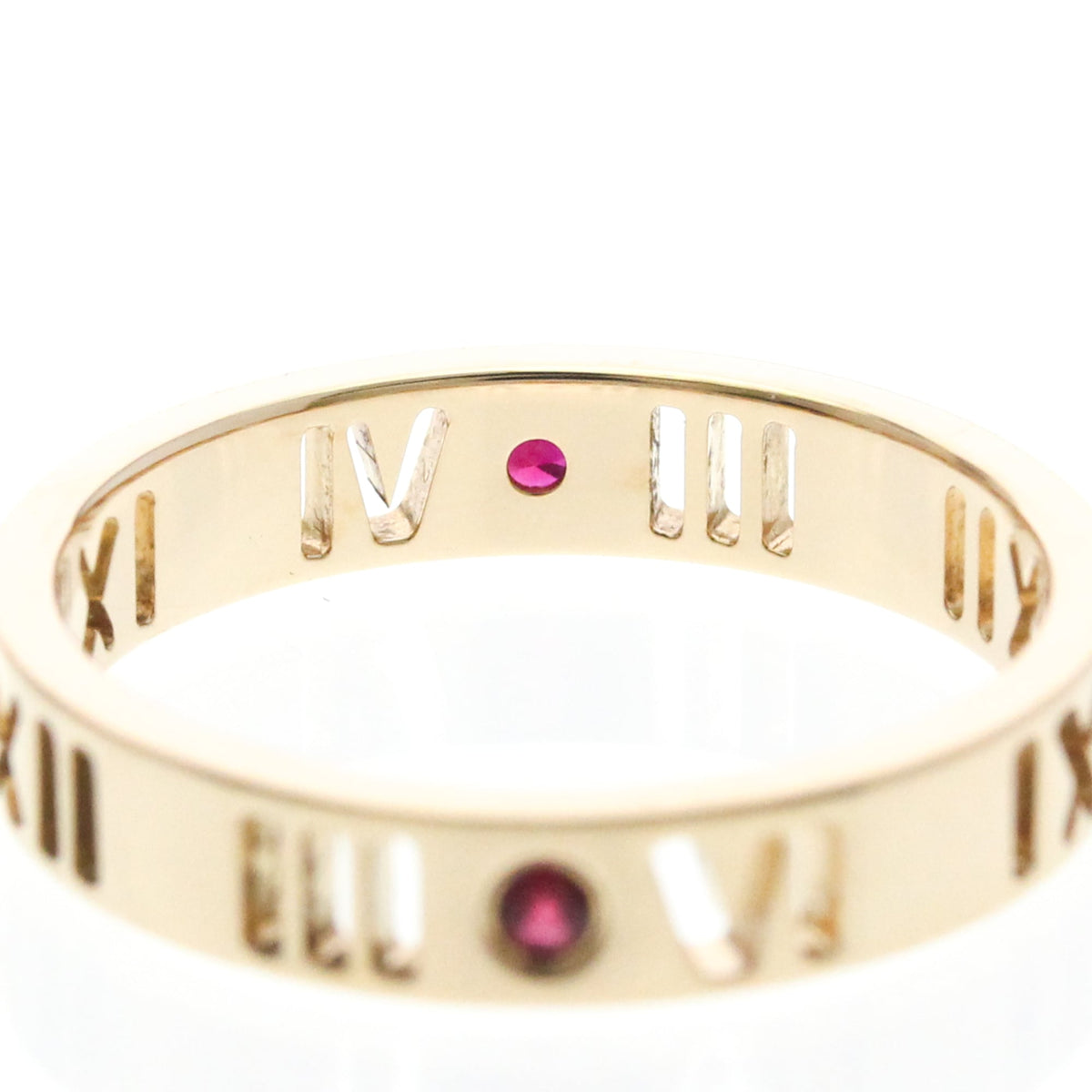 Tiffany & Co. Atlas Pierced 18K Rose Gold And Diamonds Gold Pink_Gold Ring Jewelry (Pre-Owned)