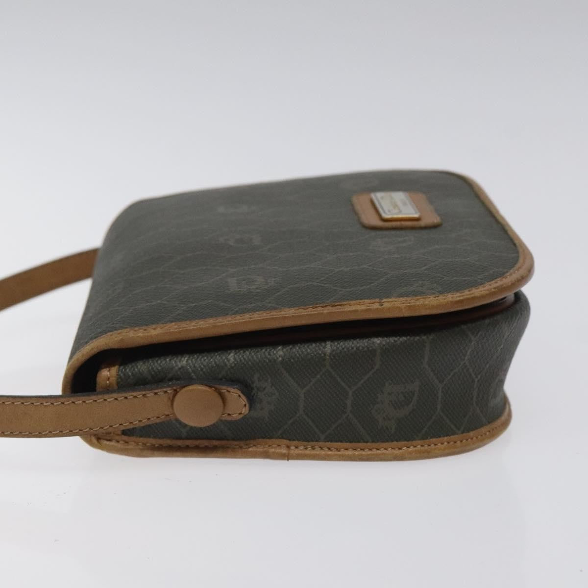 Christian Dior Vintage Honeycomb Flap Coated Canvas Khaki Canvas Shoulder Bag Bag (Pre-Owned)