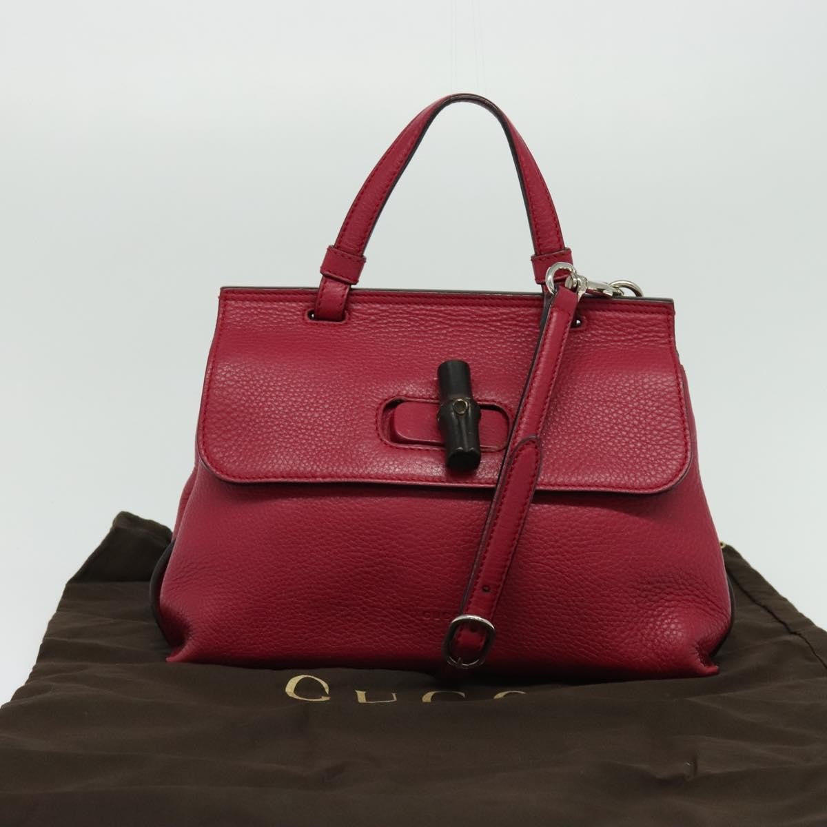 Gucci Bamboo Daily Top Handle Leather Pink Leather Handbag (Pre-Owned)