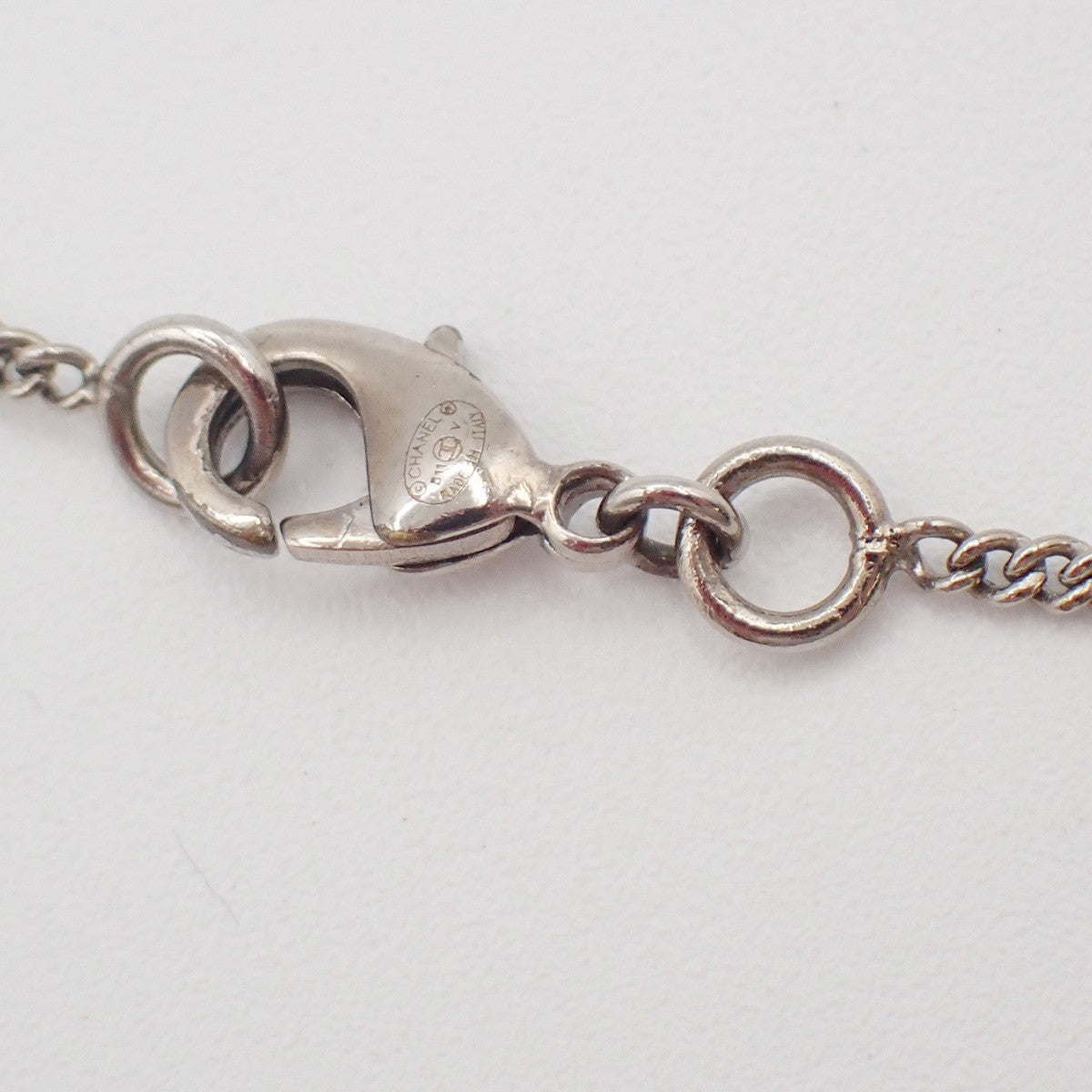 Chanel Vintage Cc Logo Chain Charm Pendant Silver Plated Silver Silver_Plated Necklace Jewelry (Pre-Owned)