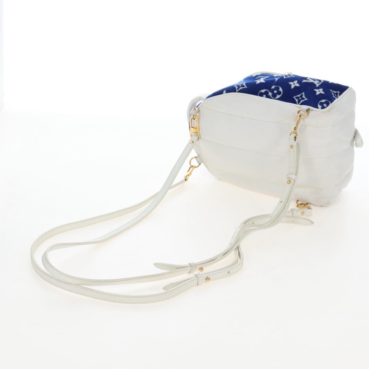 Louis Vuitton Palm Springs Lv Match Monogram Jacquard Velvet Blue Canvas Backpack Bag (Pre-Owned)