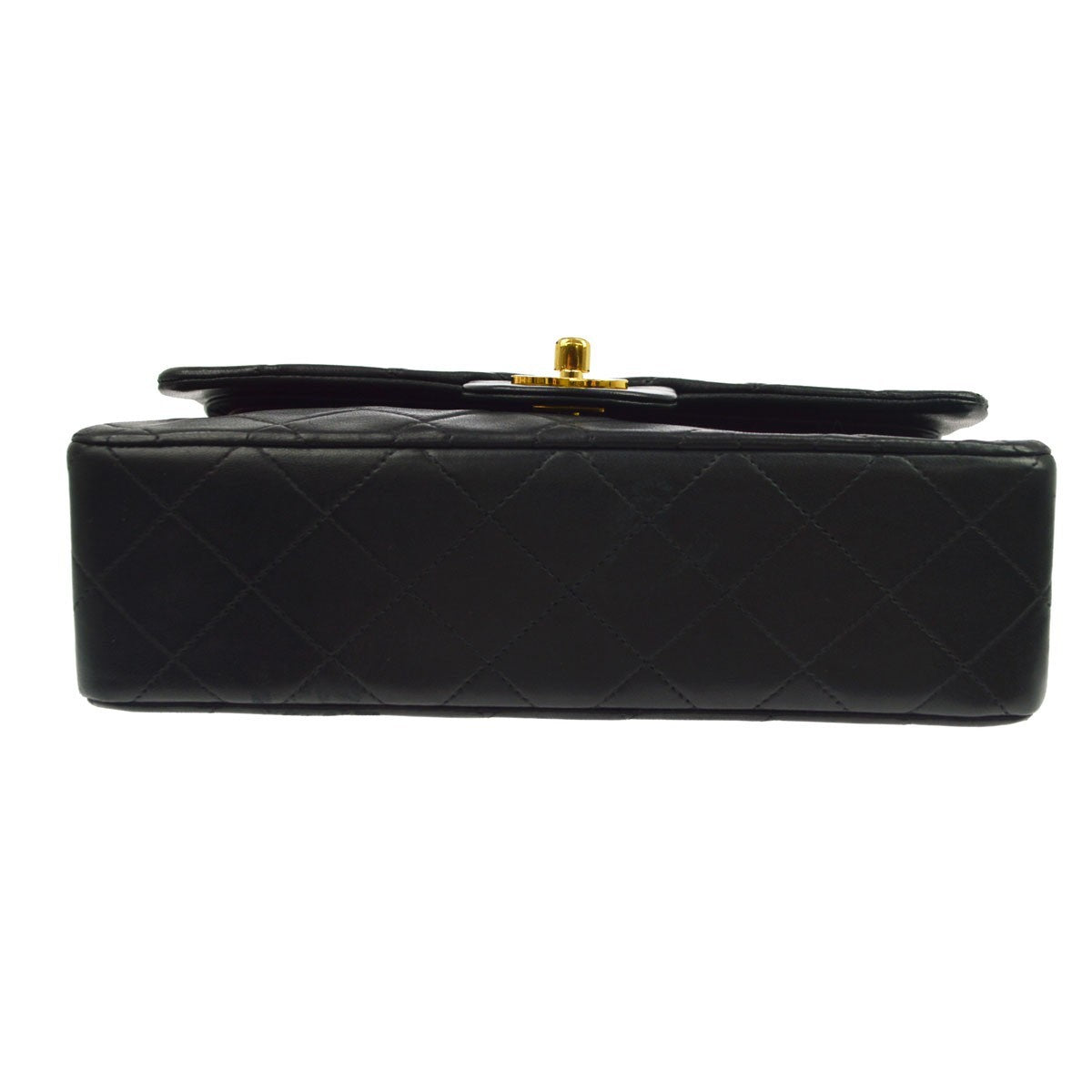 Chanel Vintage Classic Double Flap Quilted Lambskin Black Leather Handbag (Pre-Owned)