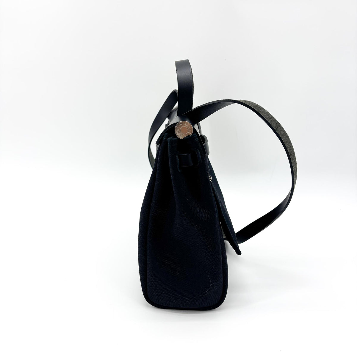 Hermes Herbag Zip Leather And Toile Black Canvas Handbag (Pre-Owned)