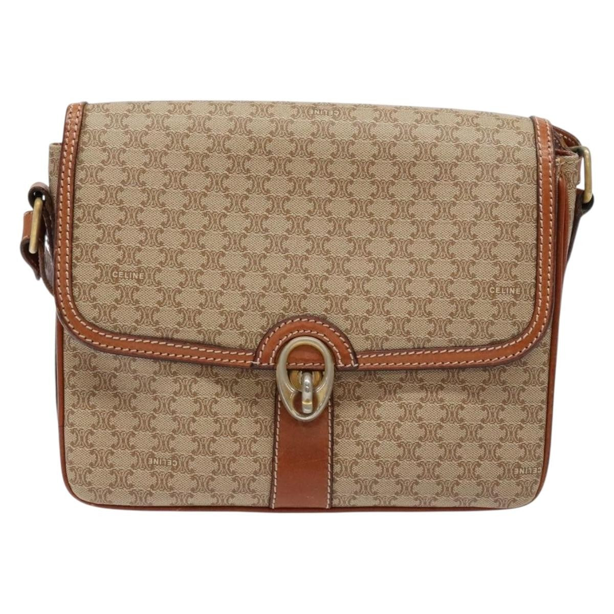 Celine Vintage Macadam Canvas And Leather Beige Canvas Bag (Pre-Owned)