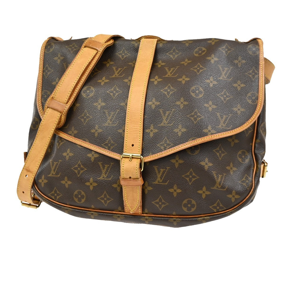 Louis Vuitton Saumur Monogram Brown Canvas Shoulder Bag Bag (Pre-Owned)