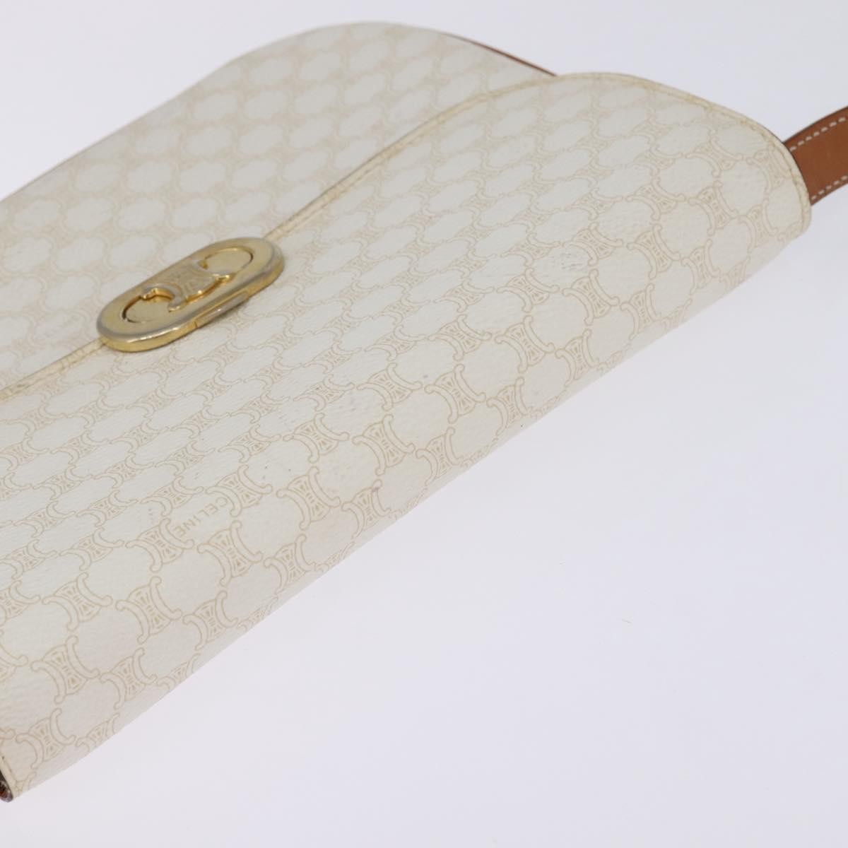 Celine Macadam Shoulder Pvc Leather White Canvas Bag (Pre-Owned)