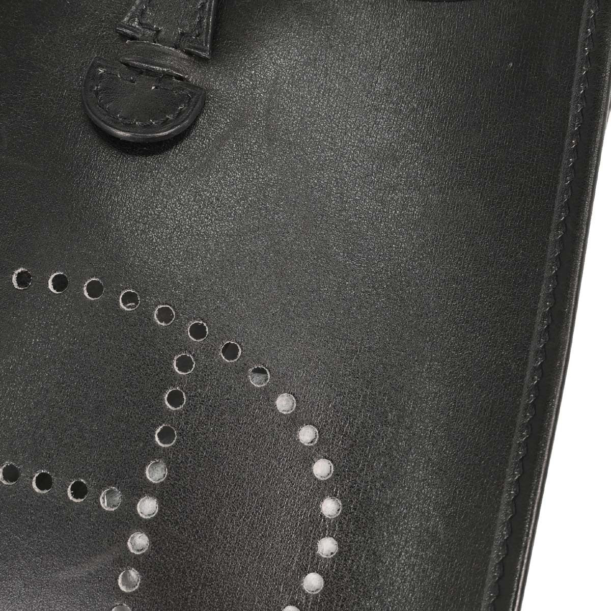 Hermes Long Strap Evelyne Box Calf Black Leather Shoulder Bag Bag (Pre-Owned)
