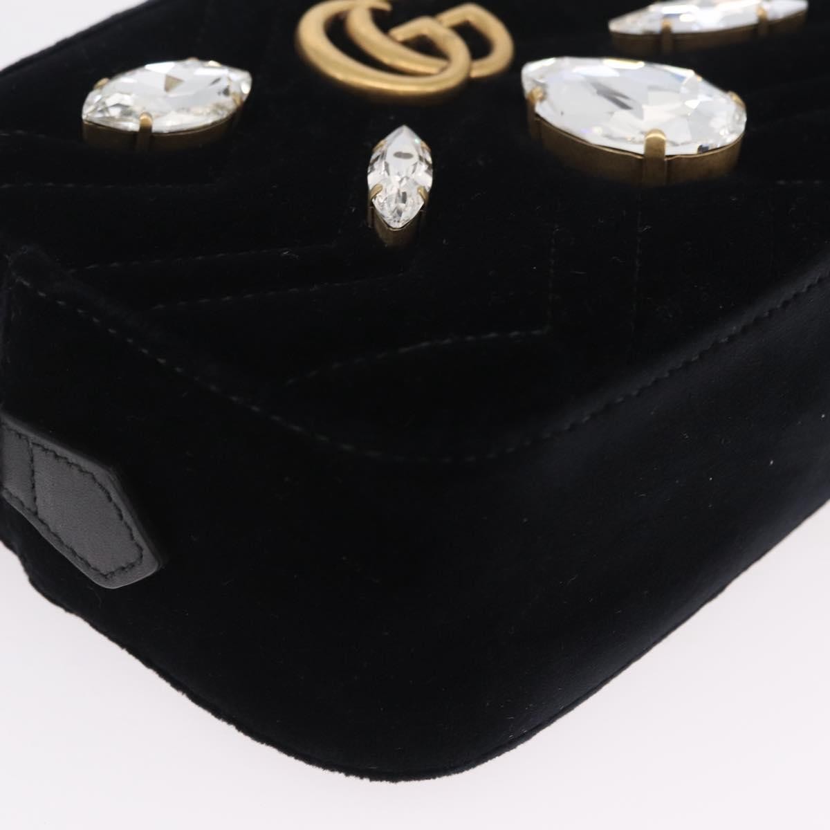Gucci Gg Marmont Crystal Embellished Matelasse Velvet Black Velvet Shoulder Bag Bag (Pre-Owned)