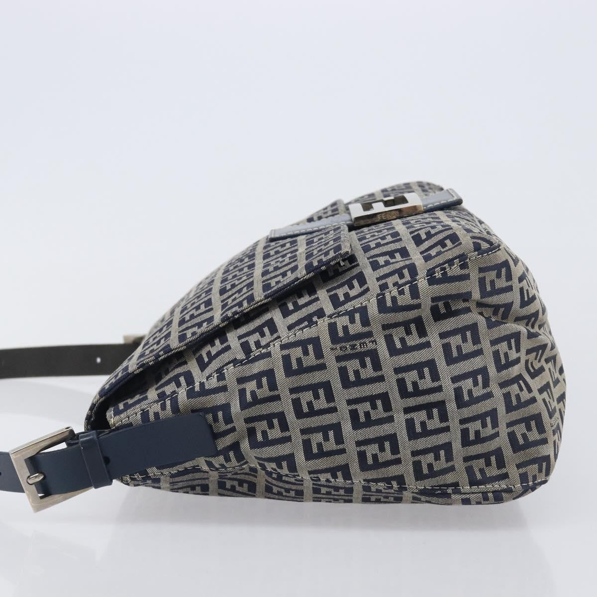 Fendi Zucchino Mamma Baguette Canvas Navy Canvas Shoulder Bag Bag (Pre-Owned)