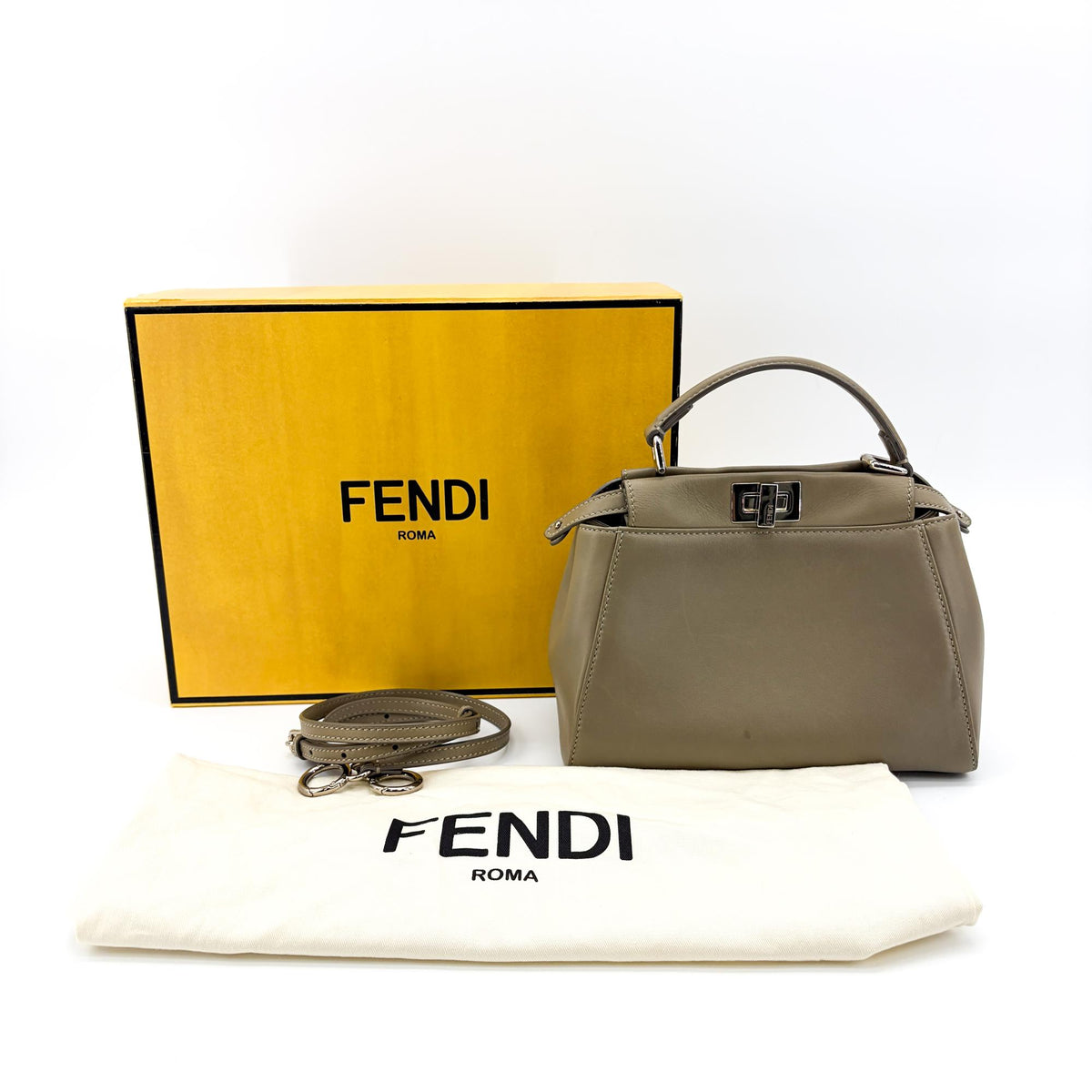Fendi Peekaboo Soft Leather Beige Leather Handbag (Pre-Owned)