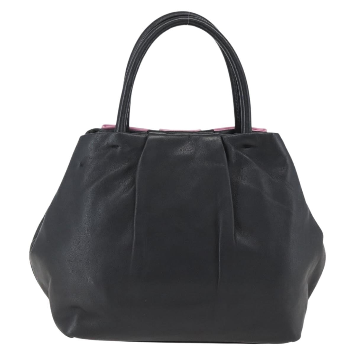Prada Bow Tote Leather Black Leather Tote Bag Bag (Pre-Owned)