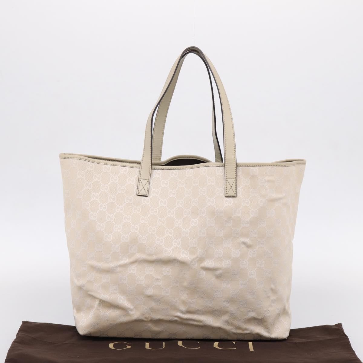 Gucci Open Tote Gg Canvas And Leather Beige Canvas Handbag (Pre-Owned)
