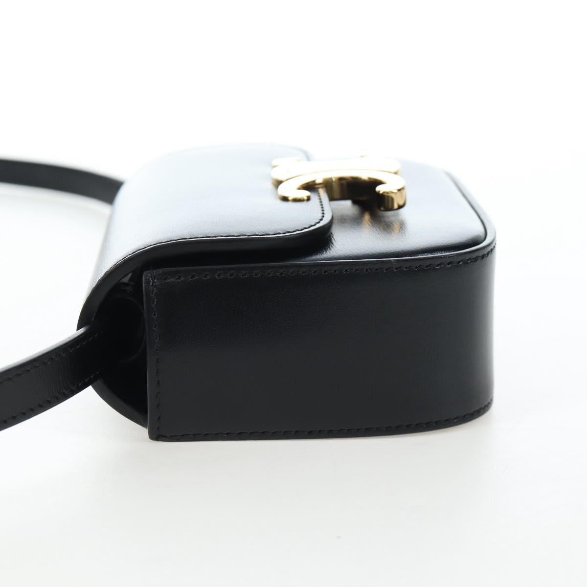 Celine Triomphe Smooth Calfskin Black Leather Shoulder Bag Bag (Pre-Owned)