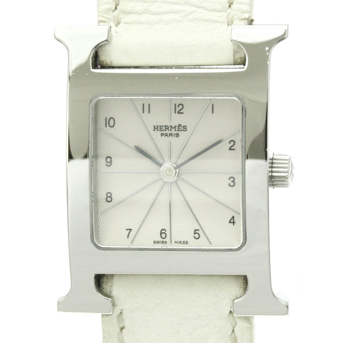 Hermes Heure H Double Tour Quartz Stainless Steel And Leather Watch (Pre-Owned)