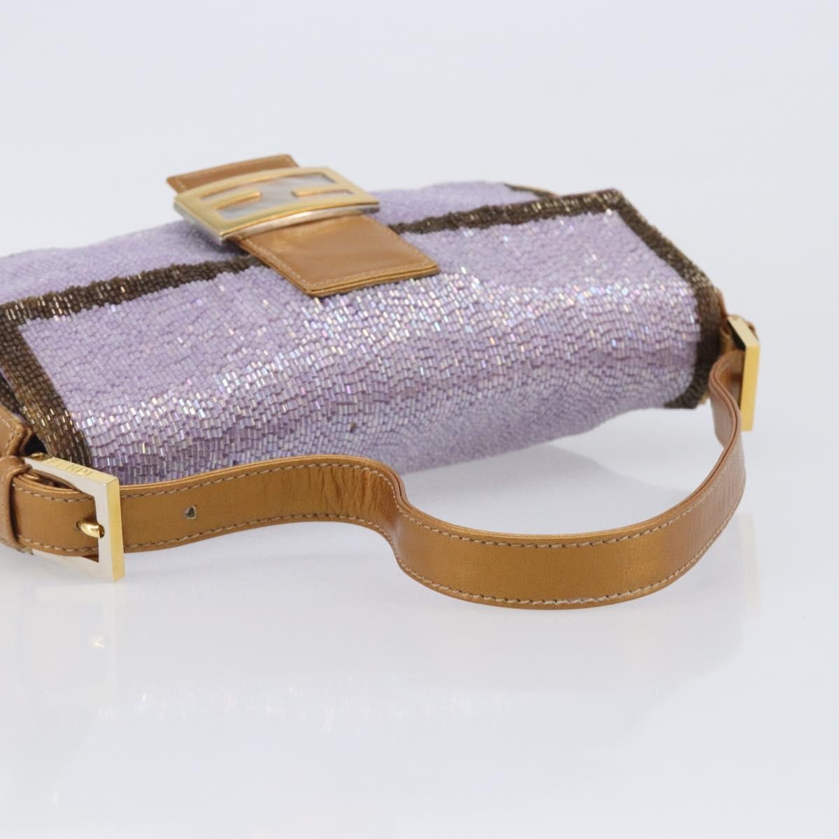 Fendi Baguette Paillettes Embellished Leather Purple Leather Handbag (Pre-Owned)