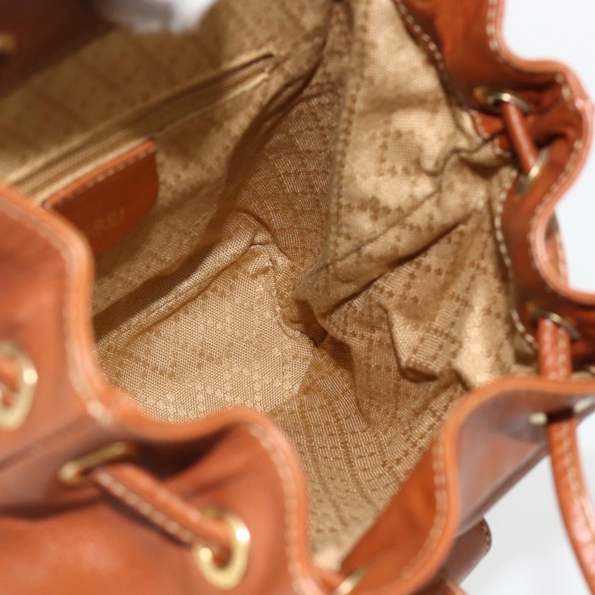 Gucci Vintage Bamboo Leather Brown Leather Backpack Bag (Pre-Owned)