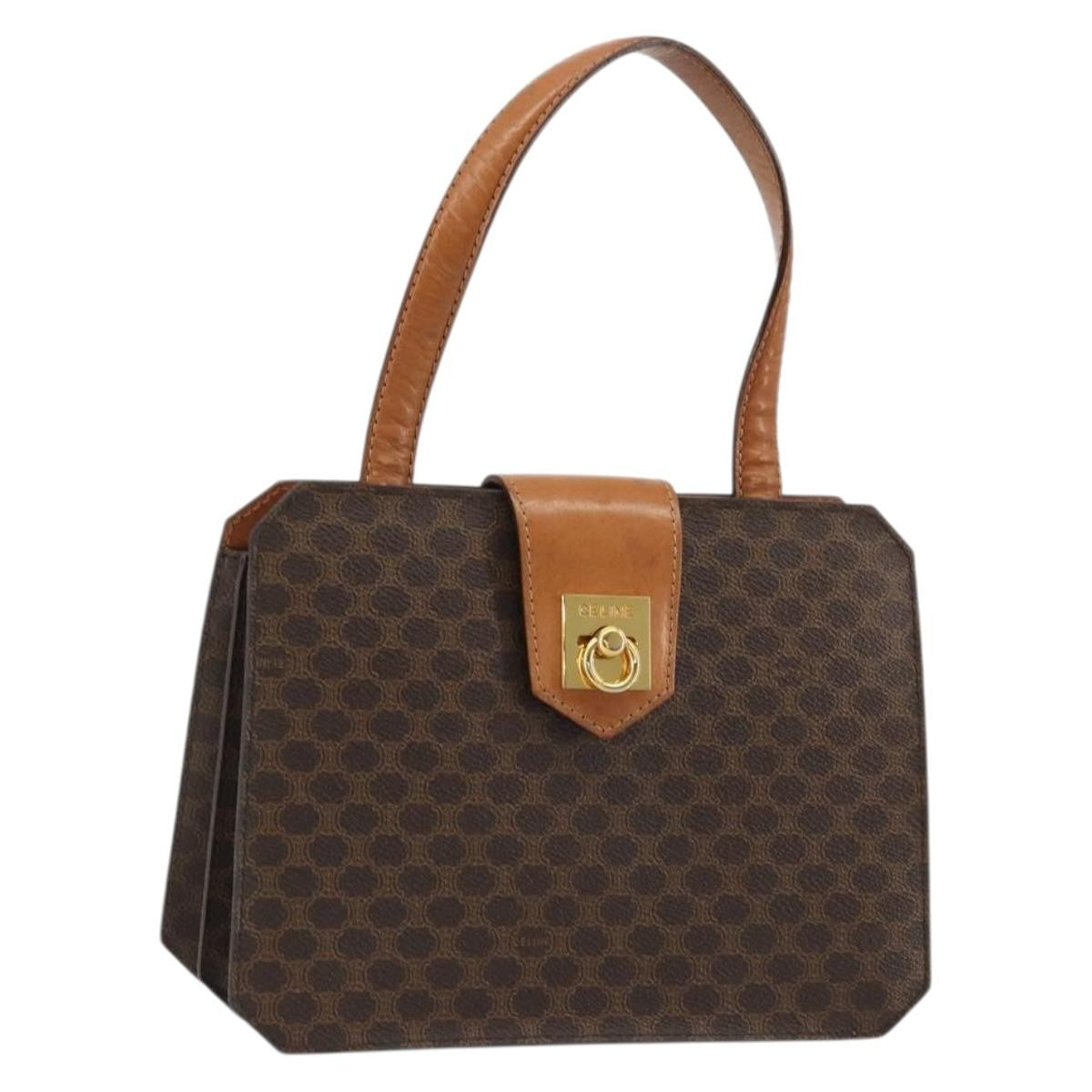 Celine Vintage Macadam Canvas Brown Canvas Handbag (Pre-Owned)