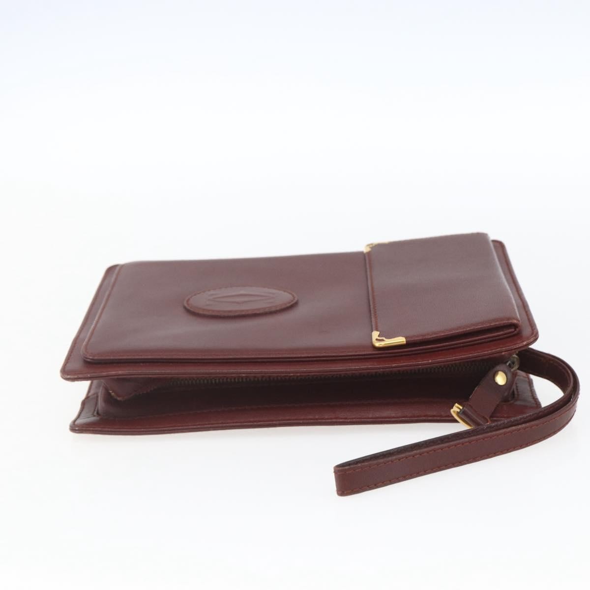 Cartier Must De Cartier Clutch Leather Burgundy Leather Clutche & Pouche Bag (Pre-Owned)