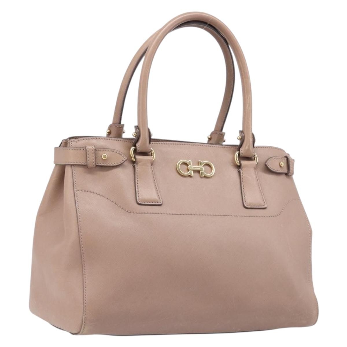Salvatore Ferragamo Batik Leather Beige Leather Tote Bag Bag (Pre-Owned)